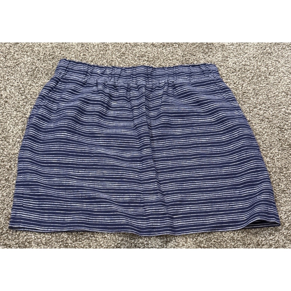 Ann Taylor LOFT Navy Linen Skirt Lined Sz:M  Coastal Core Capsule Piece EUC